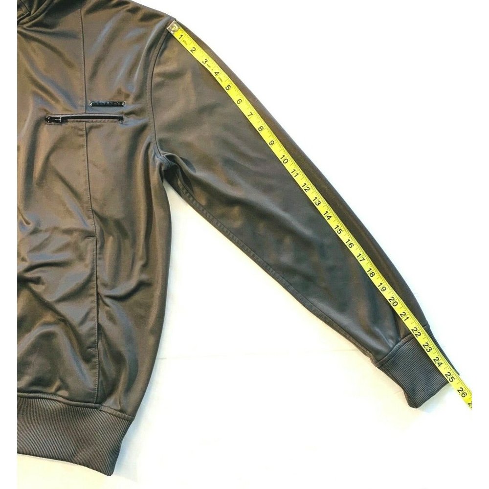 Sean John Fleece Lined‎ Bomber Jacket Full Zip Zipper Pocket Snap Closure M Gray - Picture 9 of 12